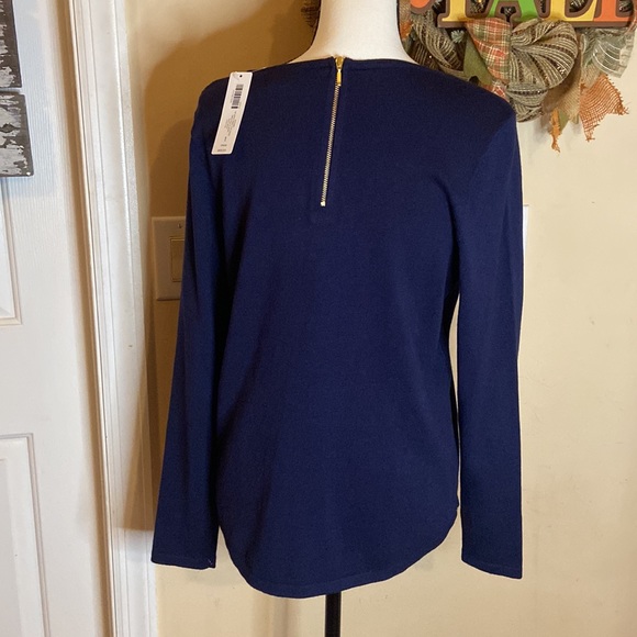 CHICO’S NWT Zip Back Mindy Pullover Sweater Long Sleeve Deep Navy Size 1 (M8) - Picture 3 of 10